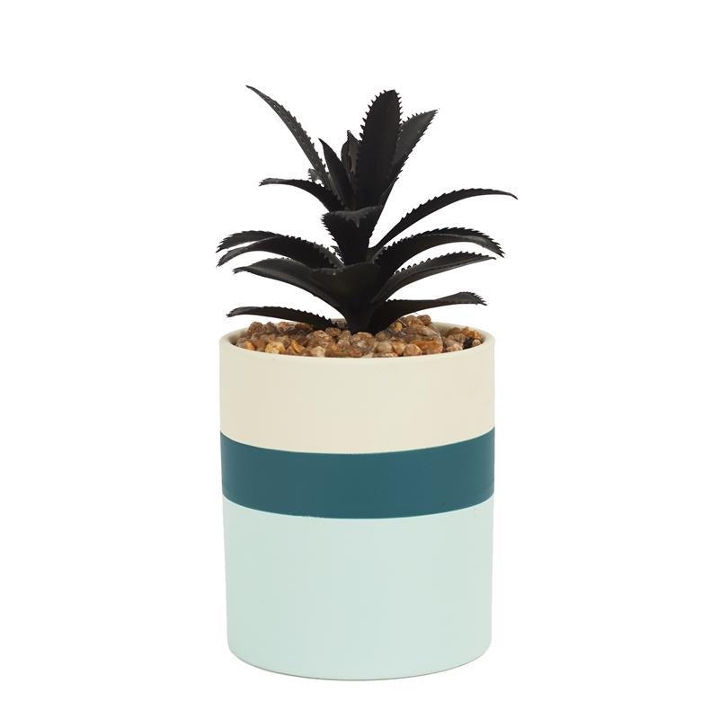 Plante artificielle bleue et verte en céramique H16