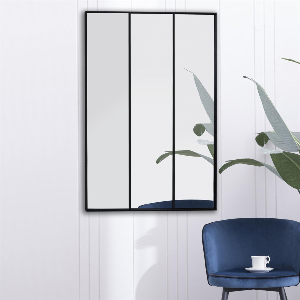 Grand miroir verrière noir 87 x 126 cm