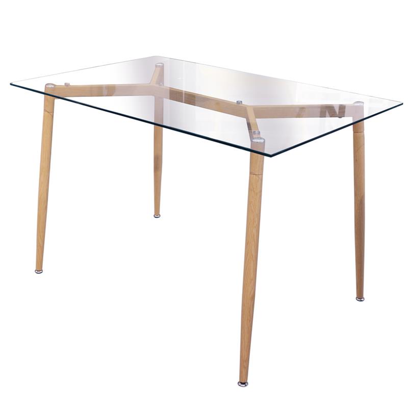 Table en Verre et Bois 120 cm