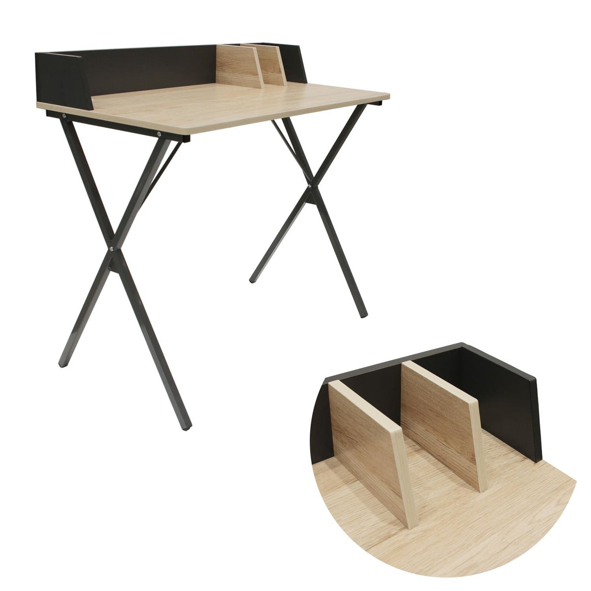 Bureau noir métal 90x50x84