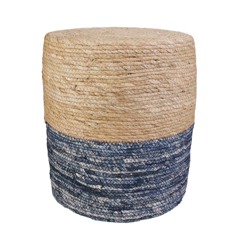 Tabouret Tressé Ethnique bleu