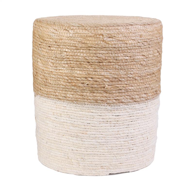 Tabouret Tressé Ethnique blanc