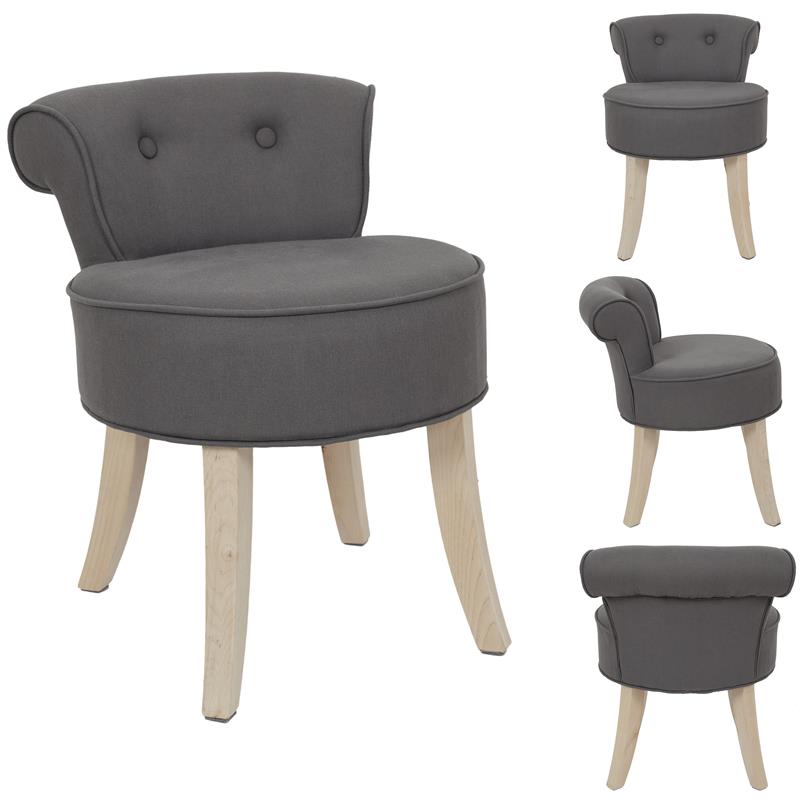 Petit fauteuil charme en tissus gris pied bois (Marketplace)