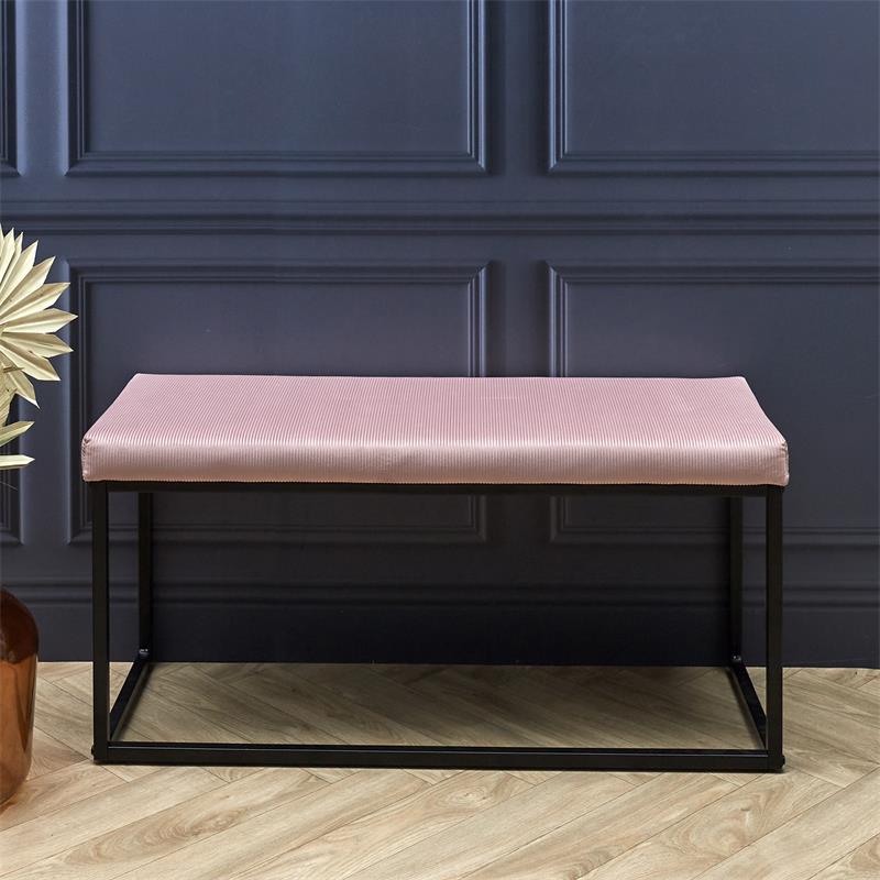 Banc en velours rose et métal L100 (Marketplace)