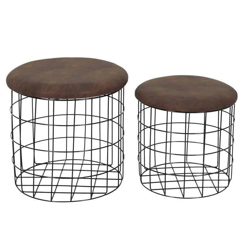 Lot de 2 poufs en métal marron (Marketplace)