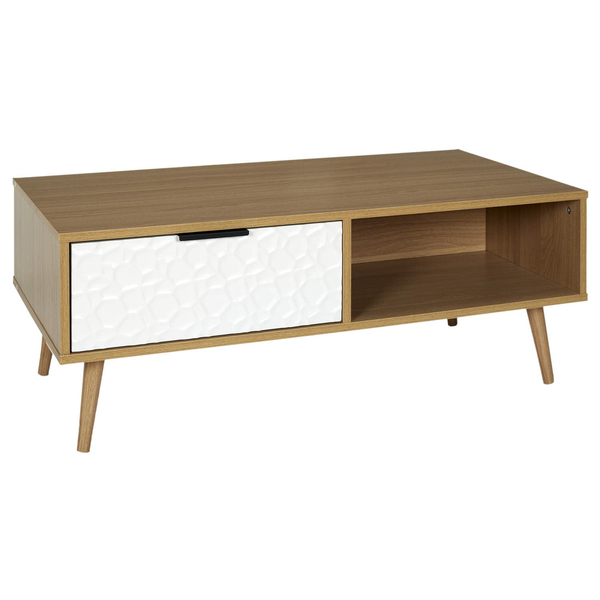 Table basse bois et blanche 50x100