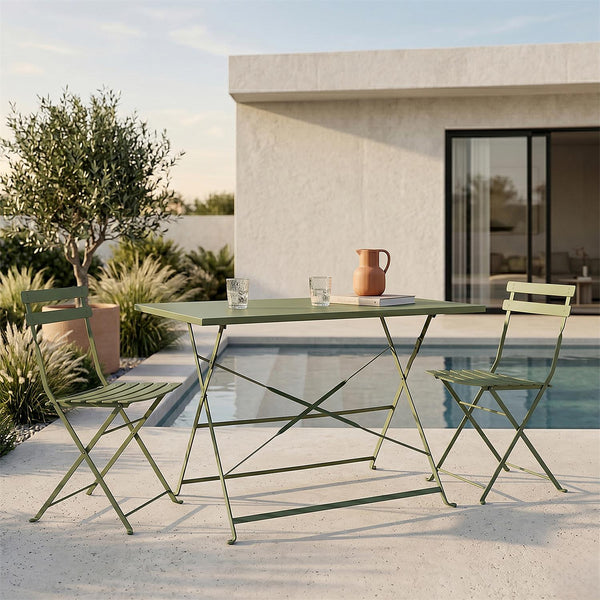 Table de jardin pliante en métal kaki 110 x 70 cm