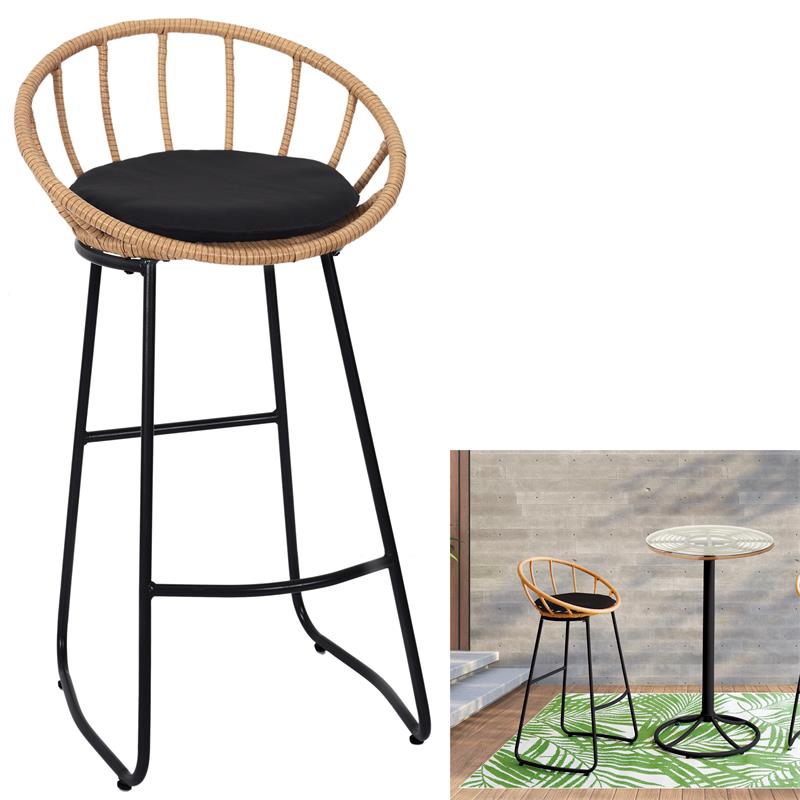 Tabouret de bar en bois et métal (intérieur/extérieur/jardin)
