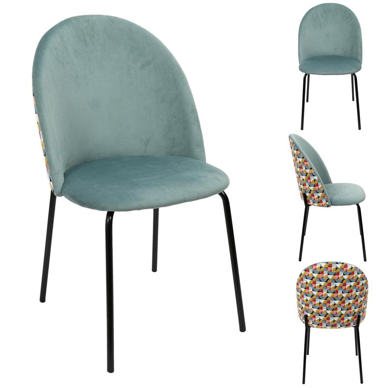 Chaise art déco en velours bleu