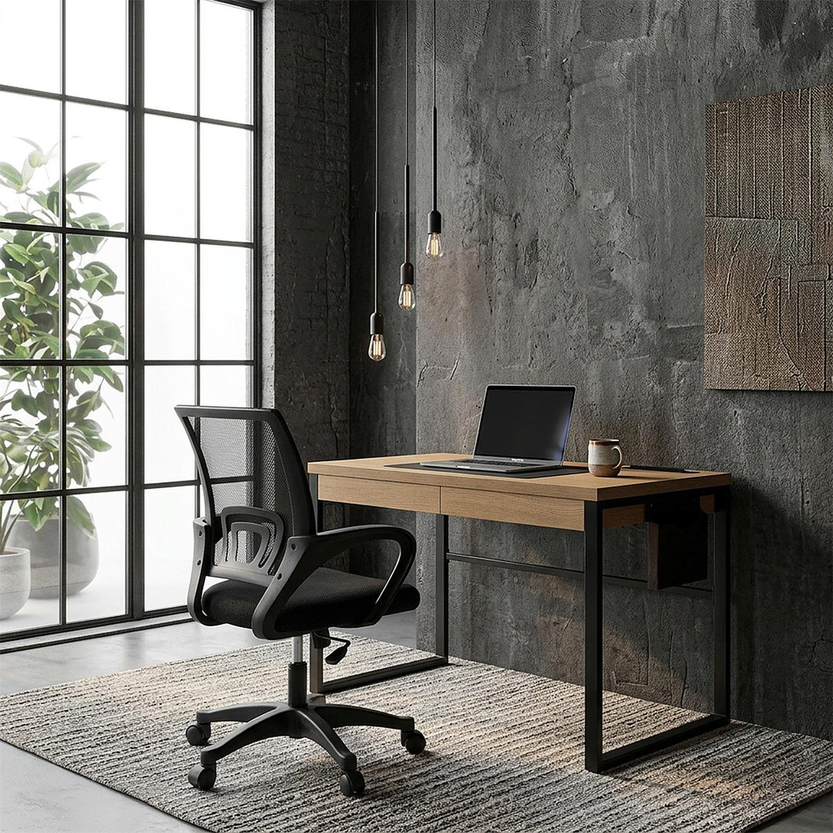 Fauteuil de bureau à roulettes en maille noire
