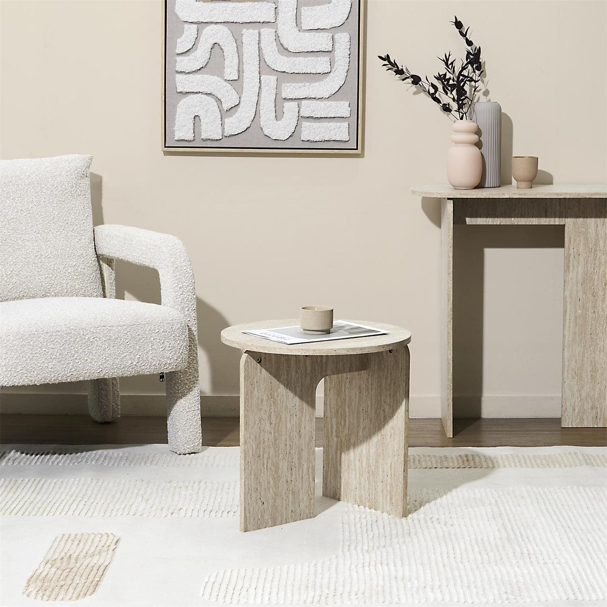 Table basse/ table d'appoint effet travertin