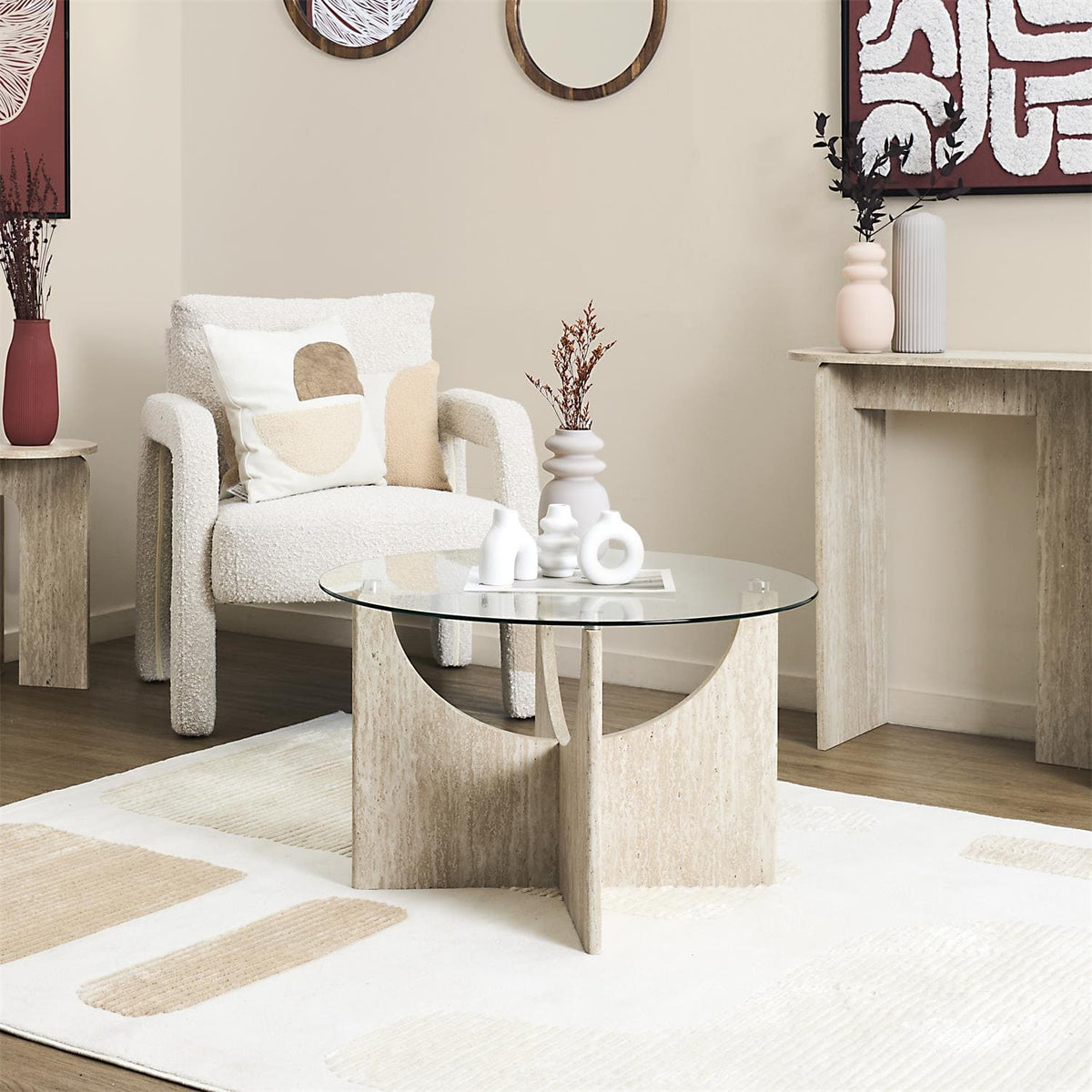 Table basse effet travertin D70