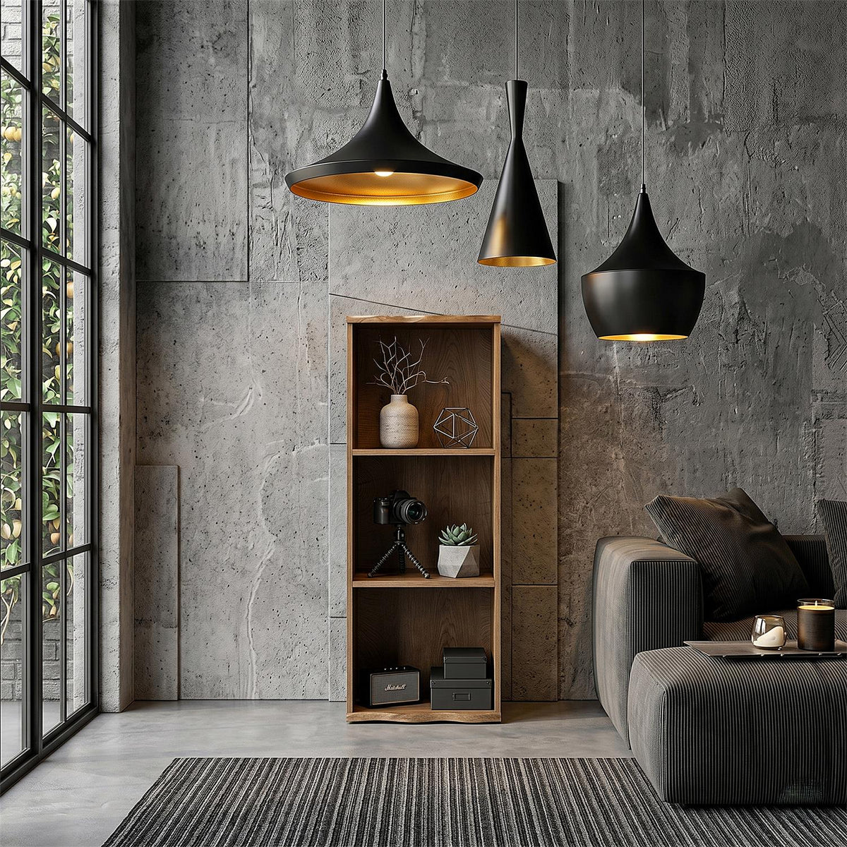 Étagère colonne 3 cases effet bois H98 cm
