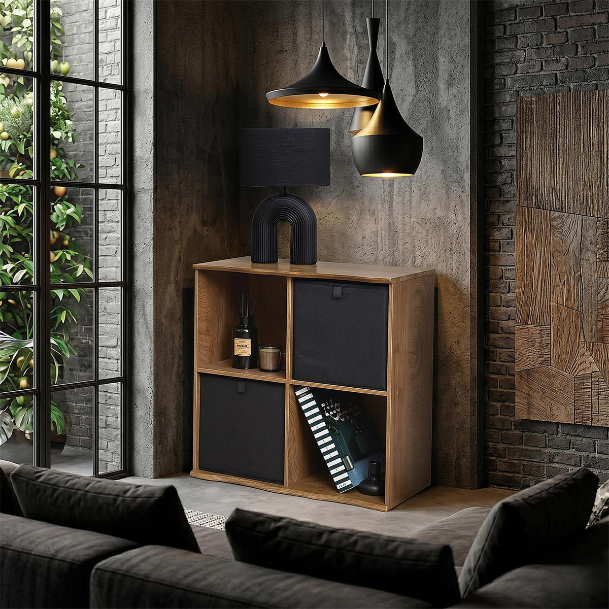 Étagère 4 cases effet bois L67 x H66 cm