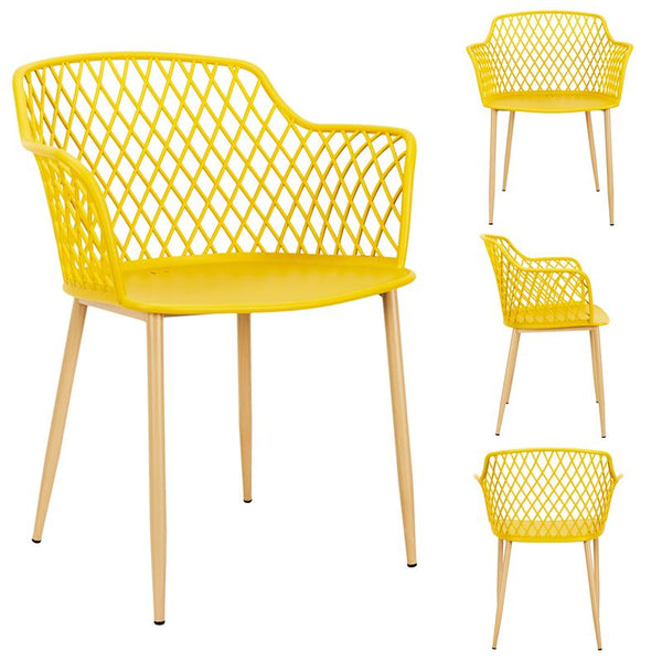 Lot de 4 fauteuils d'extérieur/jardin ocre (Marketplace)