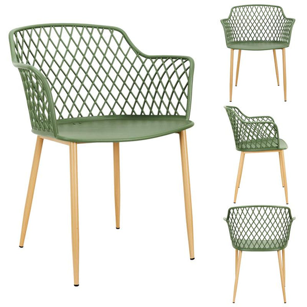 Lot de 4 fauteuils d'extérieur/jardin vert