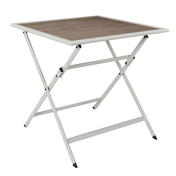Table en métal effet bois pour extérieur 70X70