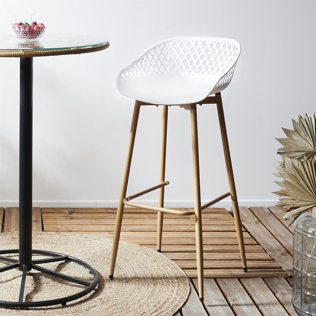 Tabouret de bar en métal blanc