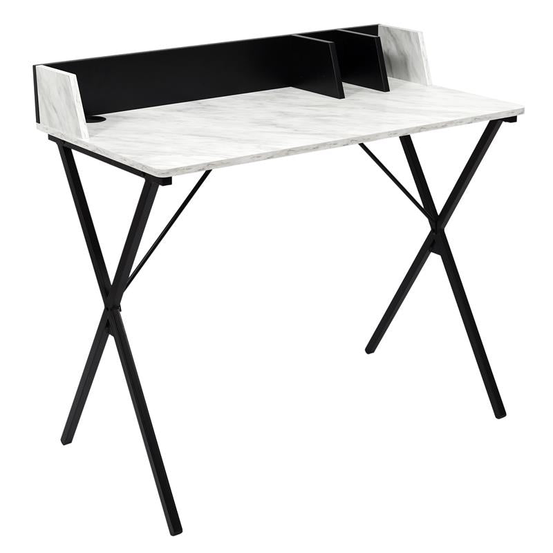 Bureau en bois effet marbre et métal