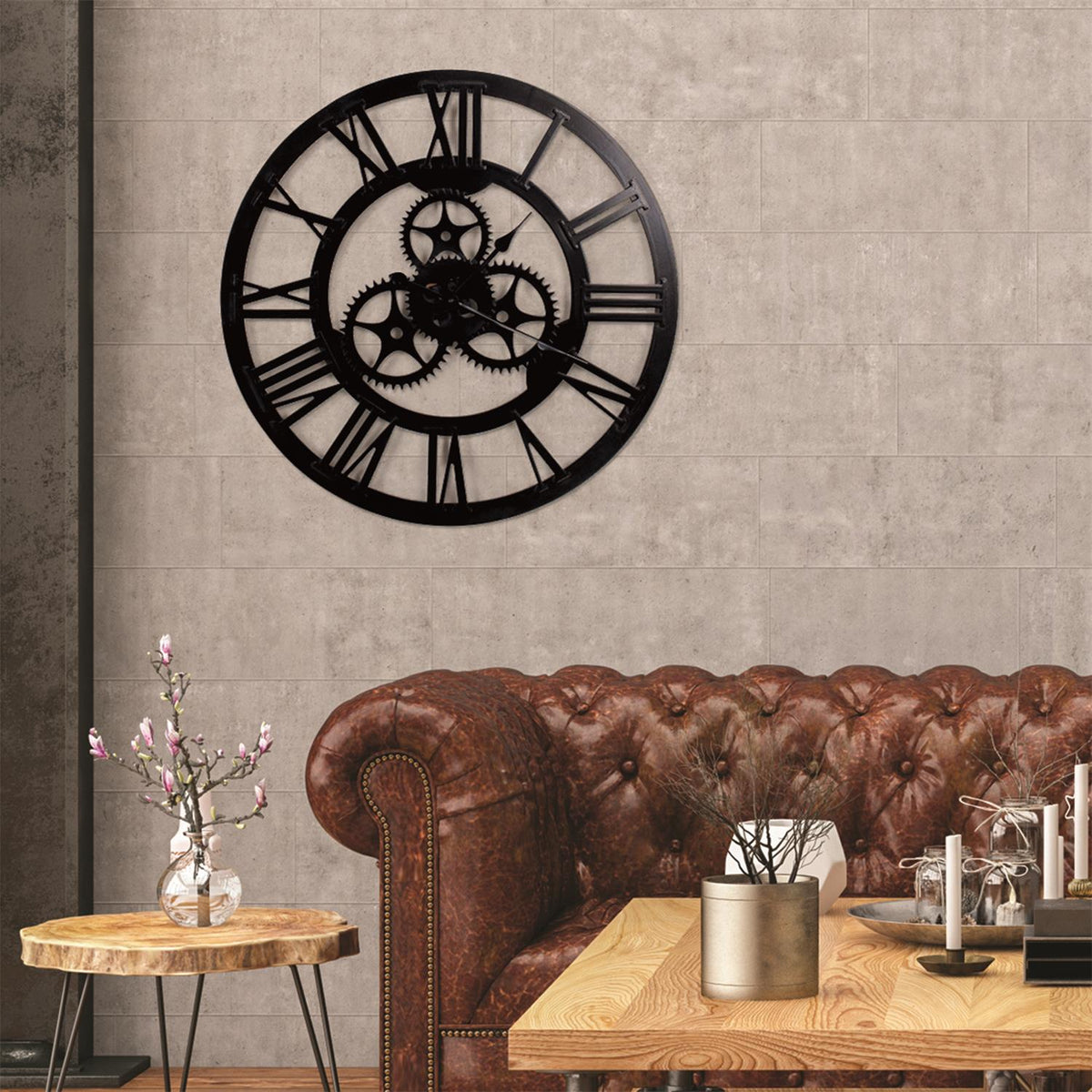 Horloge en bois et métal D70