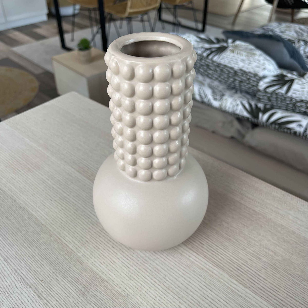 Vase en grès beige art déco H20