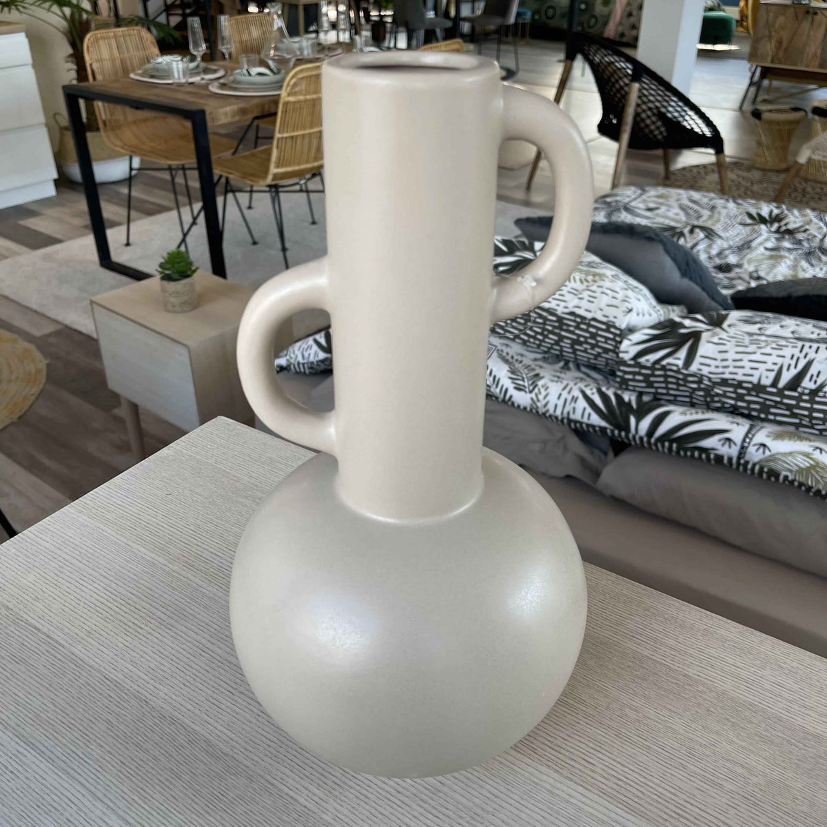 Vase en grès beige art déco H24