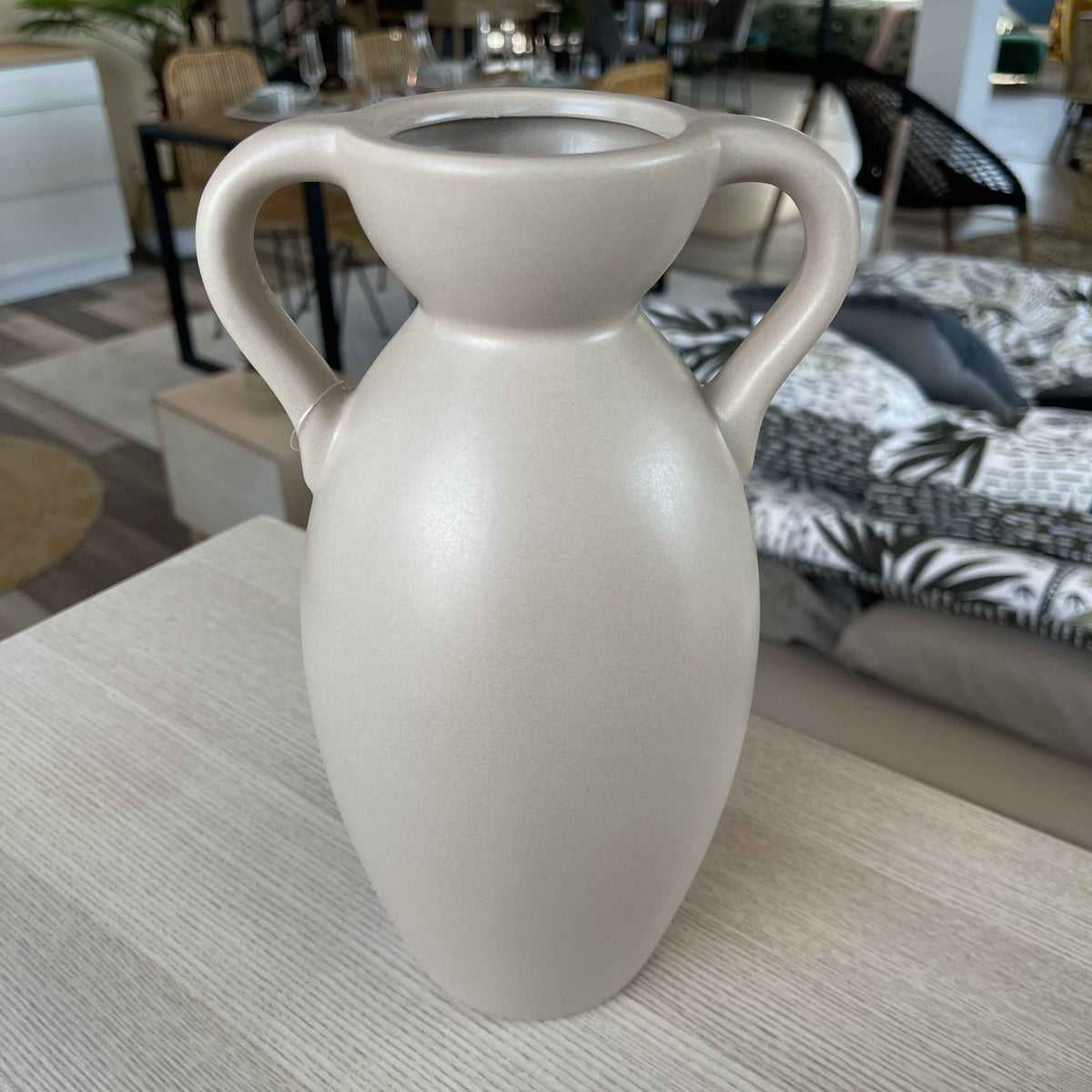 Vase en grès beige art déco H26