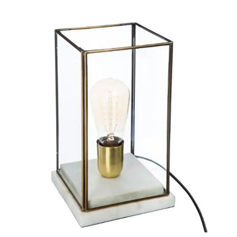 Lampe à poser en verre et socle en marbre H26