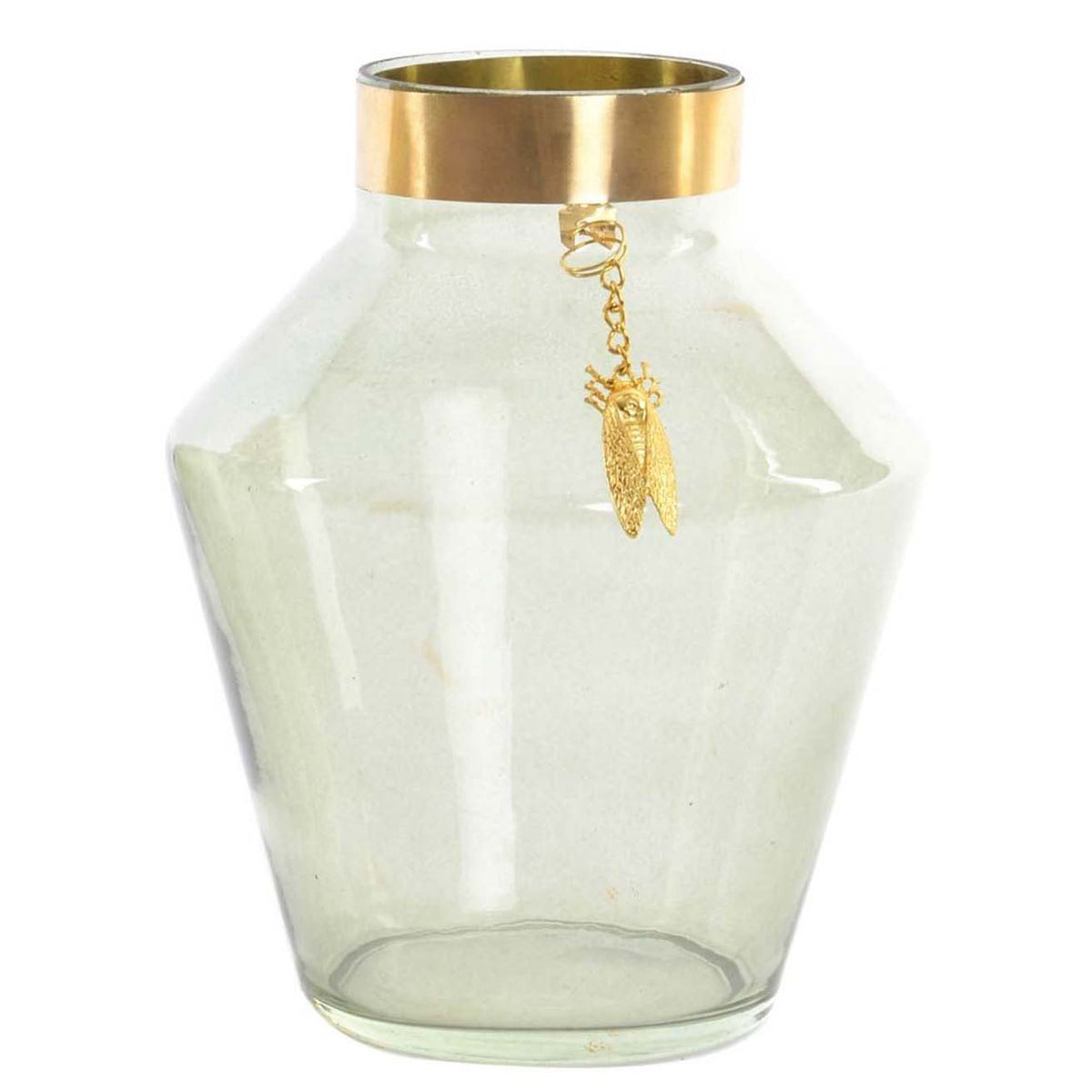 Vase en verre clair et en métal doré H19