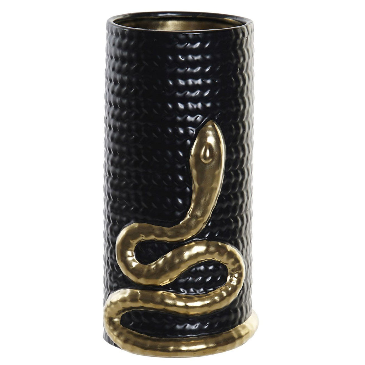 Vase en porcelaine noir et doré H28