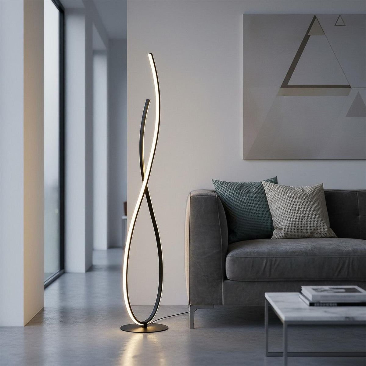 Lampadaire LED design spirale noir H120 cm