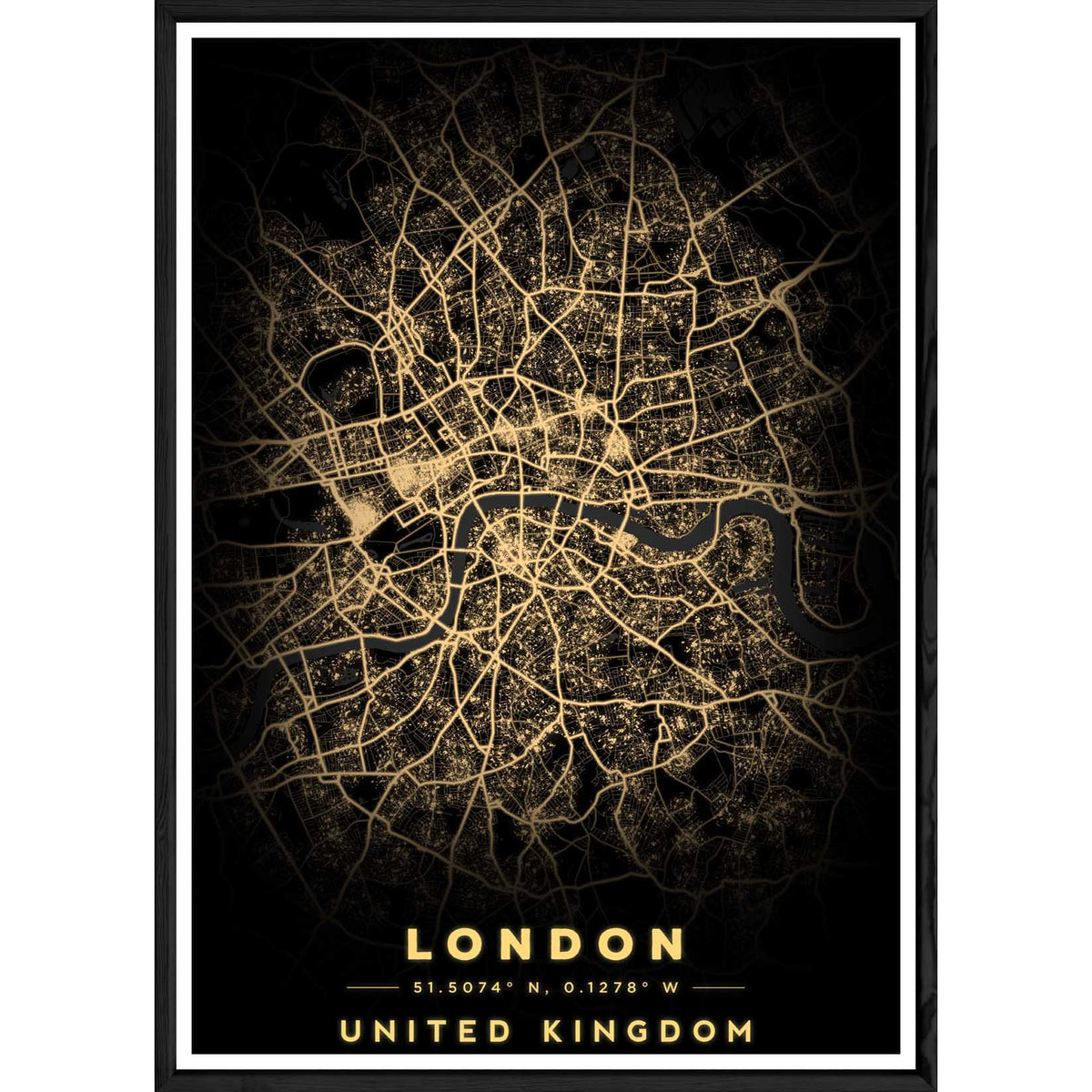 Tableau LONDON avec cadre noir BLACK – Taille 32x42