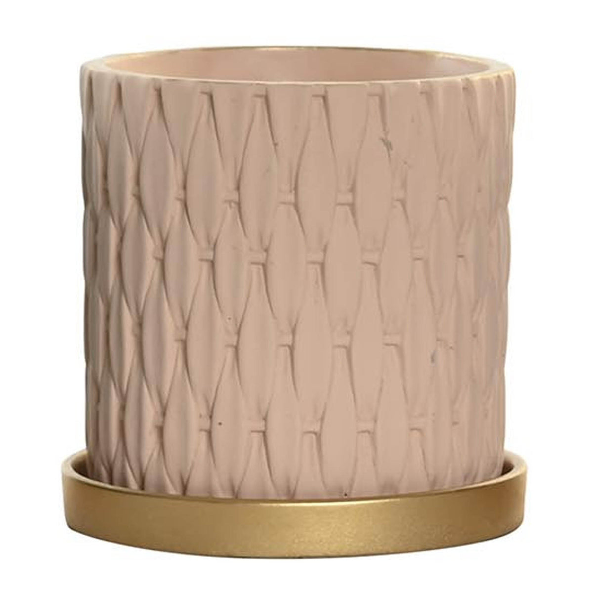 Vase en ciment design rose pâle et doré H15