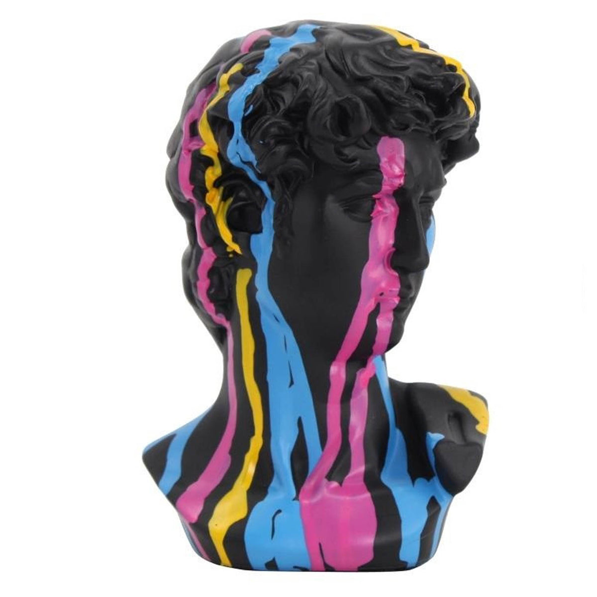 Figurine buste art déco en résine noire colorée H15