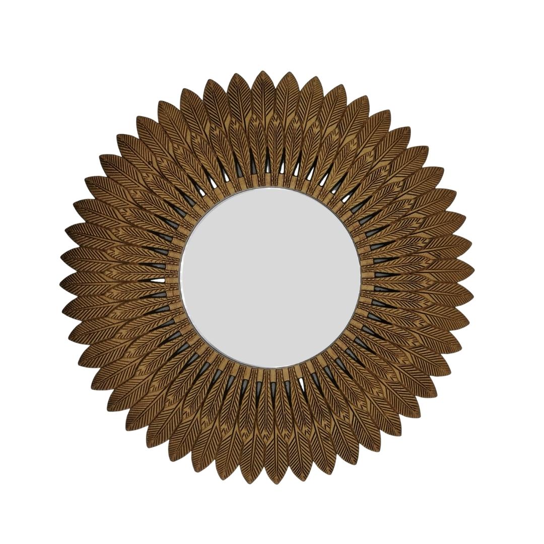 Miroir en bois doré D50 plume