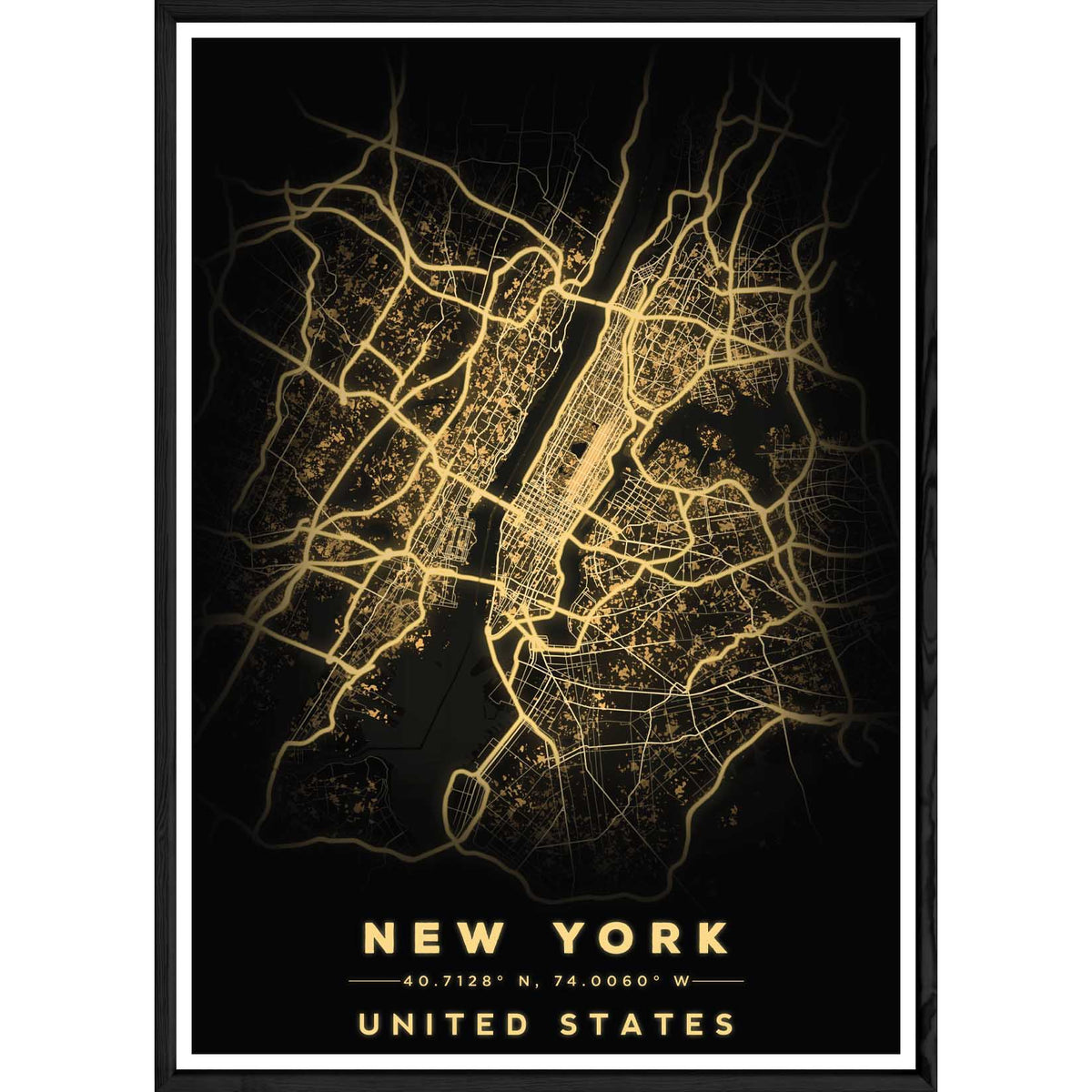 Tableau NEW YORK avec cadre noir BLACK – Taille 23x32