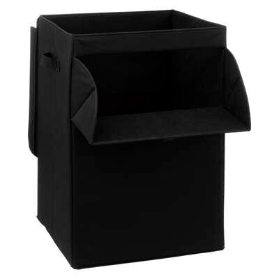 Panier à linge en tissus noir 65L double ouverture