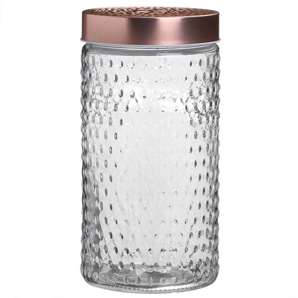 Pot art déco en verre couvercle cuivré 1,5L