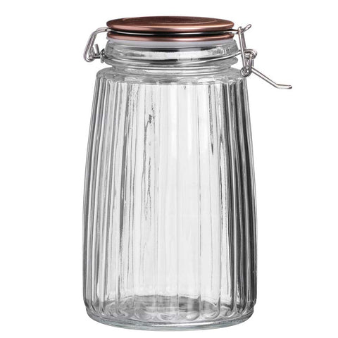 Pot art déco en verre couvercle cuivré 1,8L