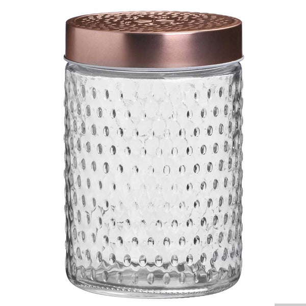 Pot art déco en verre couvercle cuivré 1L