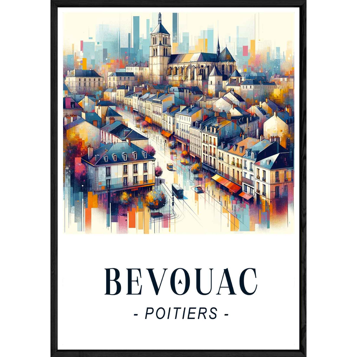 Tableau Poitiers avec cadre noir – Taille 32x42 Réservé Bevouac
