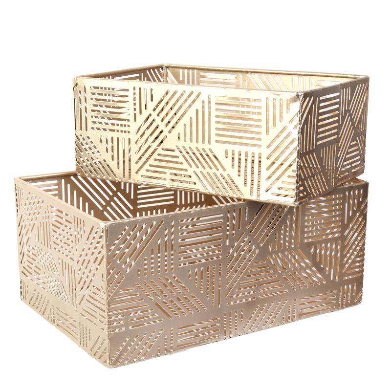 Lot de 2 paniers dorés 25x17