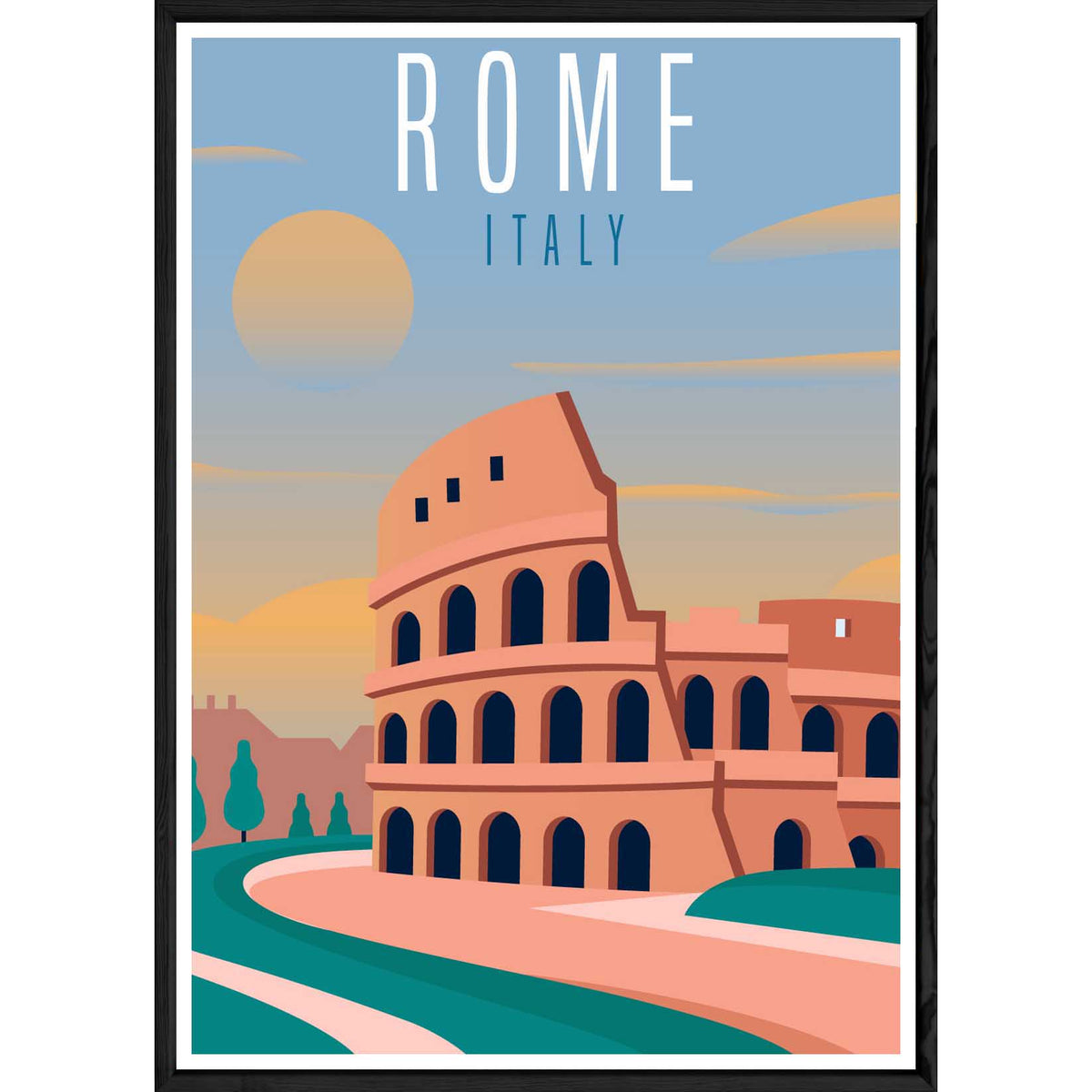 Tableau Rome avec cadre noir POP – Taille 23x32