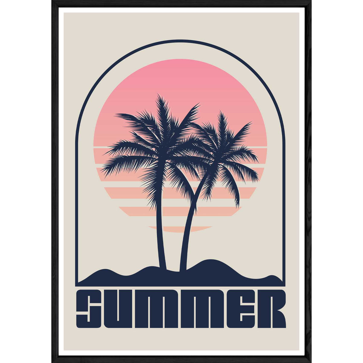 Tableau Summer avec cadre noir POP – Taille 32x42