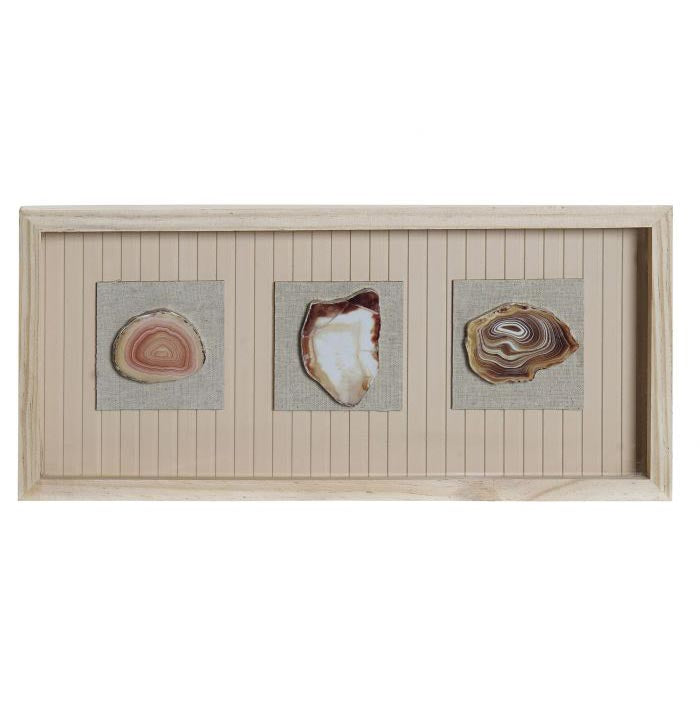 Tableau en bois et verre 40x20 avec vraie pierre