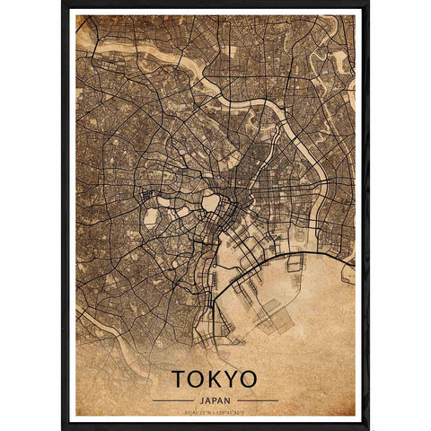 Tableau TOKYO avec cadre noir OLD – Taille 32x42