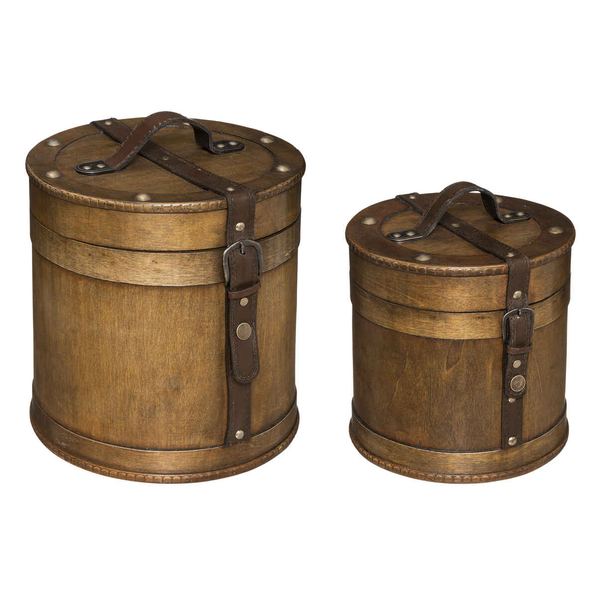 Lot de 2 boites rondes en bois H25