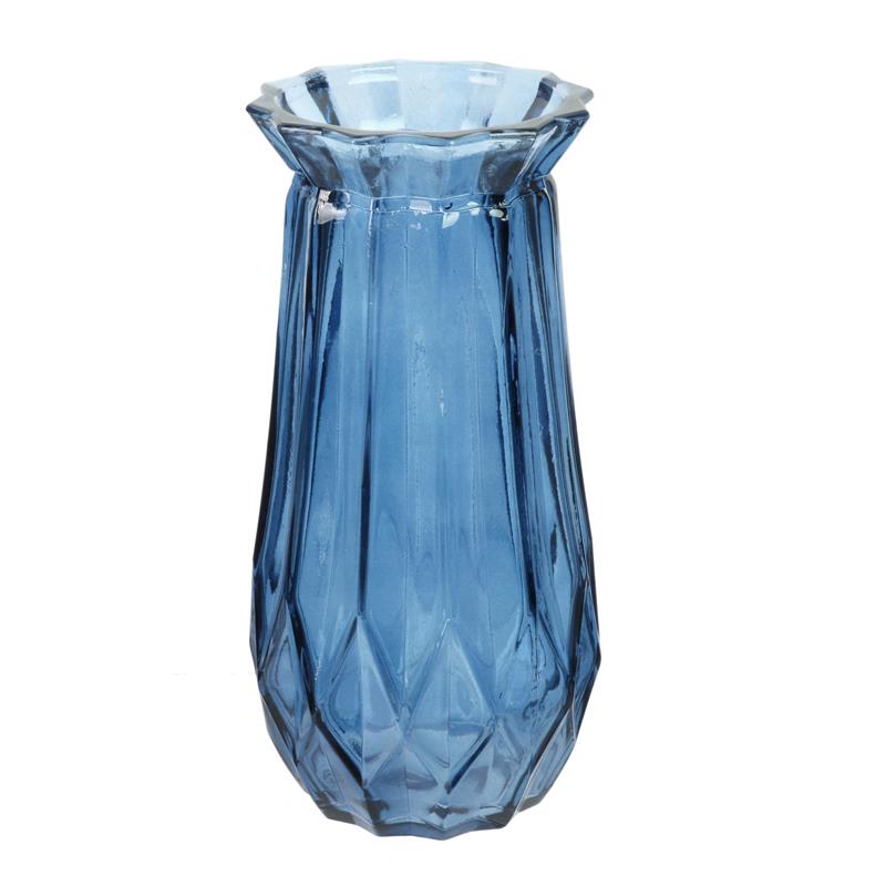 Vase en verre déstructuré H22 bleu