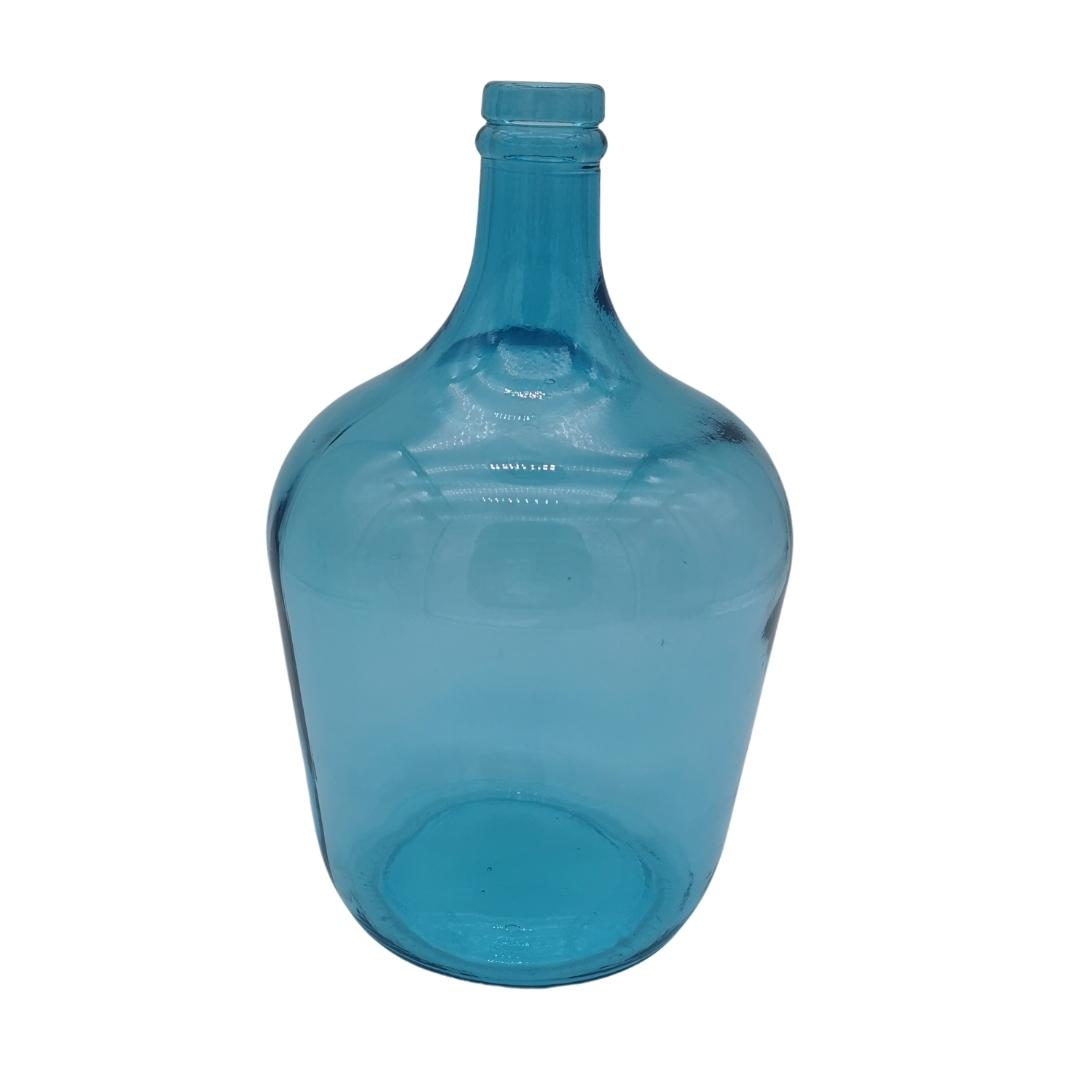 Vase bouteille en verre bleu H30