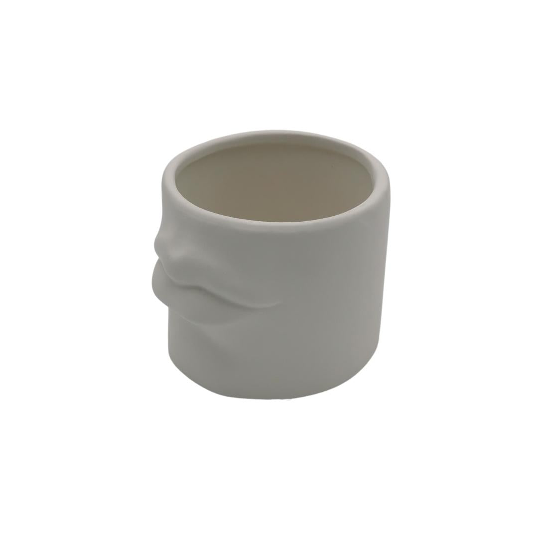 Vase visage blanc H14